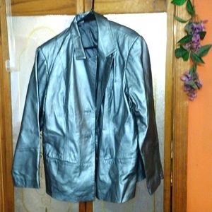 Silver leather coat